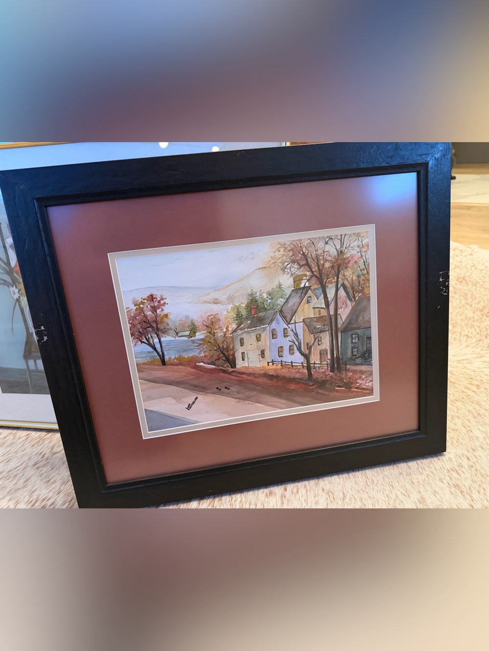 Original watercolor art framed signed